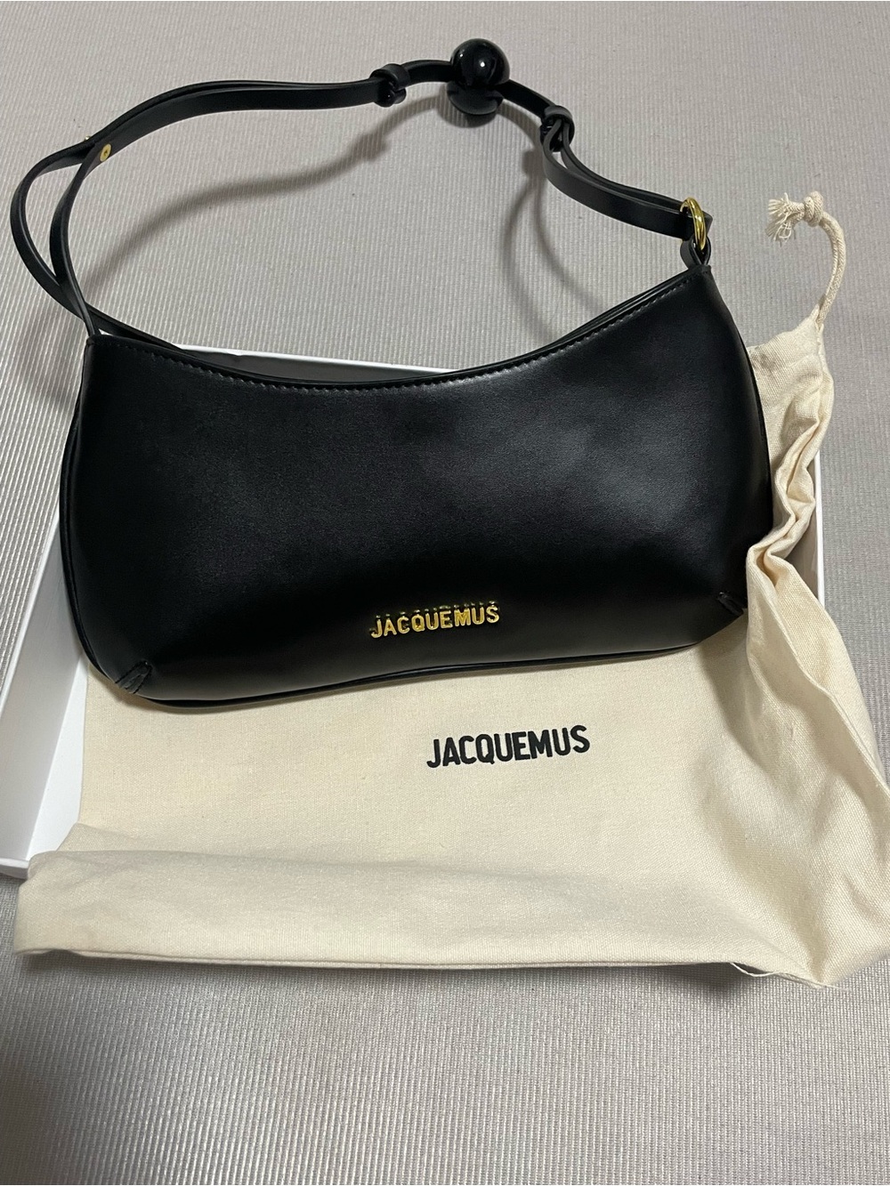 Jacquemus Black Le Chiquito Shoulder Bag with Gold Logo Detail - Picture 3 of 5